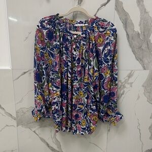 Roller Rabbit Multicolor Floral Long Sleeve Button Down Blouse